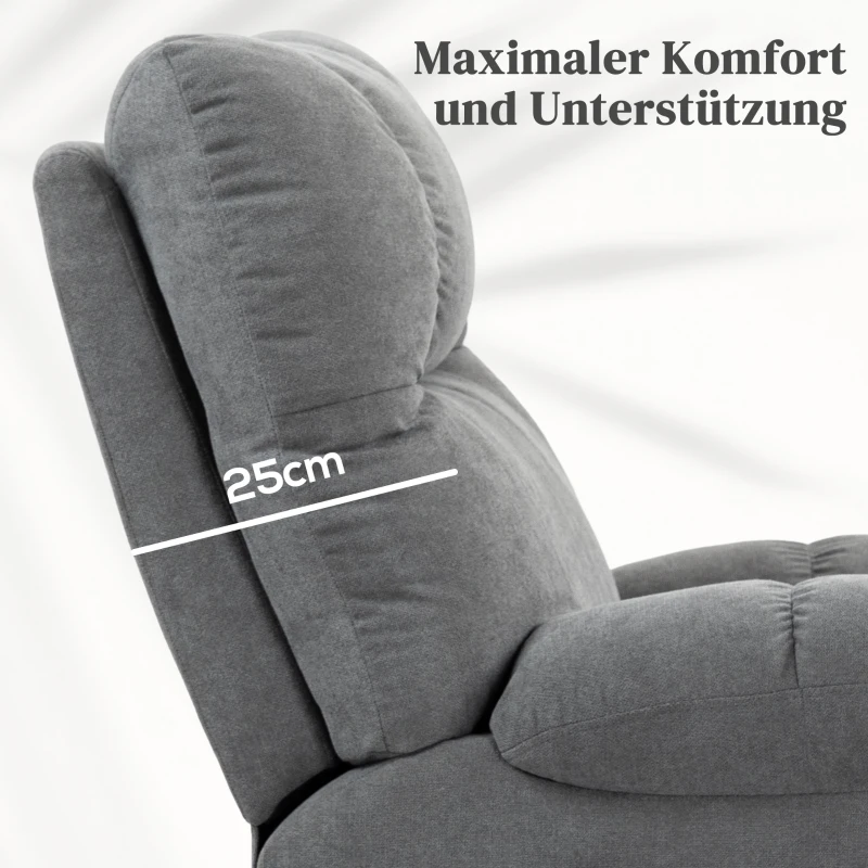 HOMCOM Aufstehhilfe Seniorensessel, Liegefunktion, inkl. Fernbedienung, 144 cm x 91 cm x 88 cm, Grau(m-8)