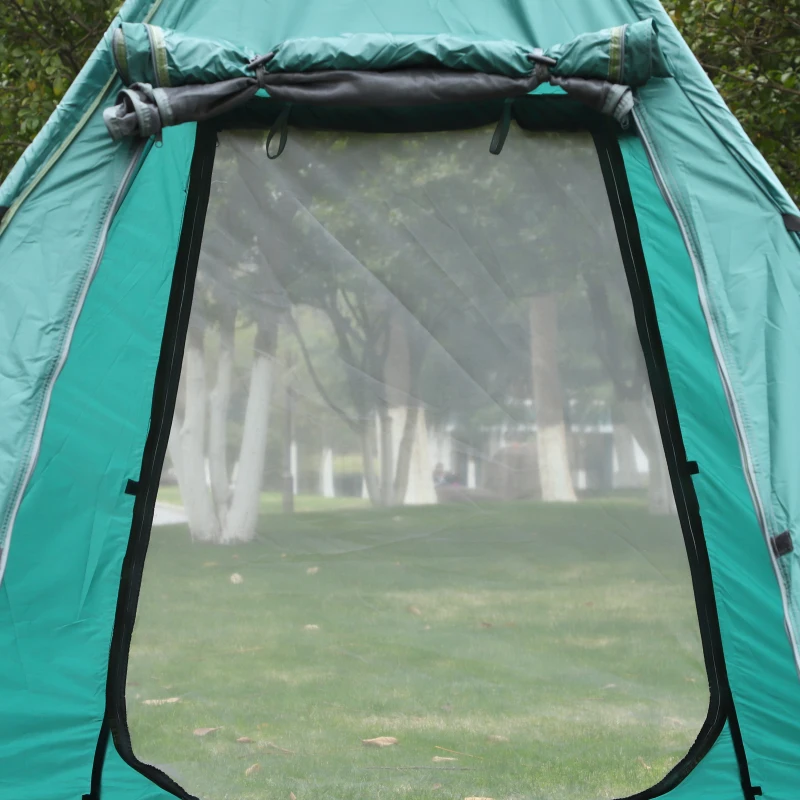 Outsunny Tente tipi camping 4 pers. max. - 2 grandes portes avec moustiquaires - structure acier - dim. 2,15L x 2,15l x 2H m polyester oxford vert
