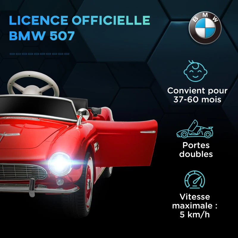 HOMCOM Voiture électrique pour enfant licence BMW 507 style rétro vintage 12V max. 5km/h télécommande rouge