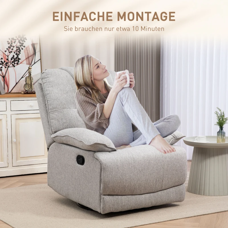 HOMCOM Relaxsessel, neigbar, komfortabel, 89x101x105 cm, Grau(m-6)
