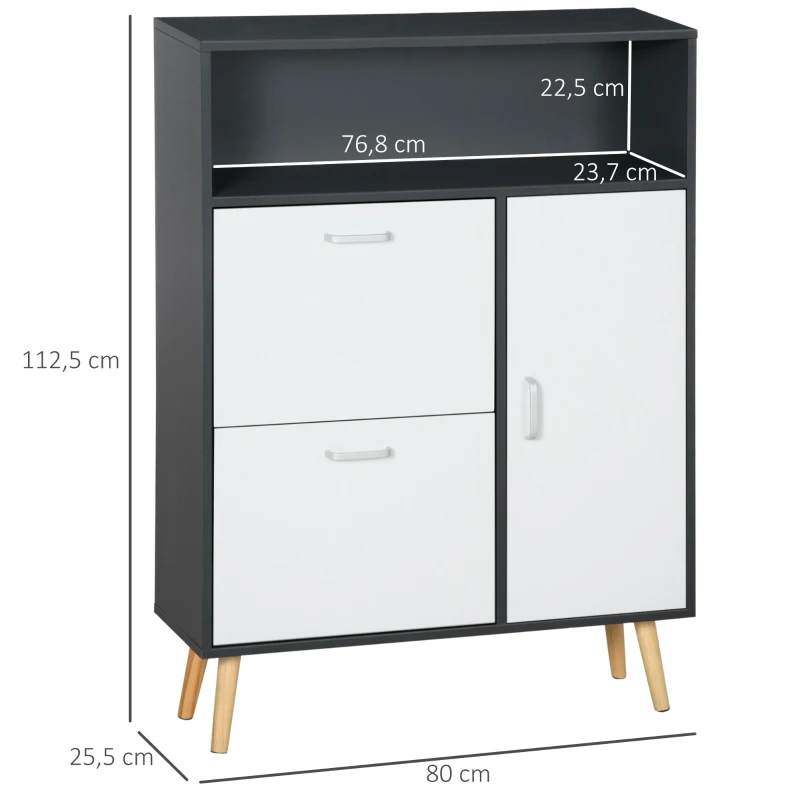 HOMCOM Meuble à chaussures armoire à chaussures 2 portes abattantes 80 x 25,5 x 112,5 cm