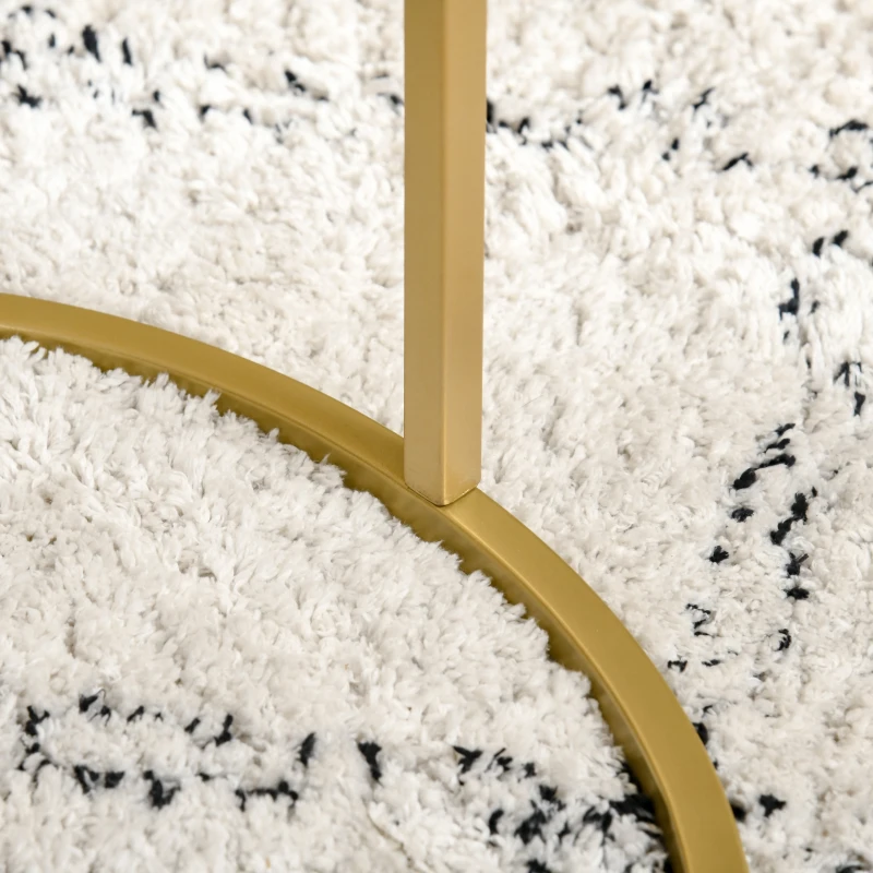 HOMCOM Juego de 2 Mesitas Auxiliares Anidadas con Estructura de Metal y Encimera de Cristal Ø50x58 cm y Ø37x51 cm Dorado