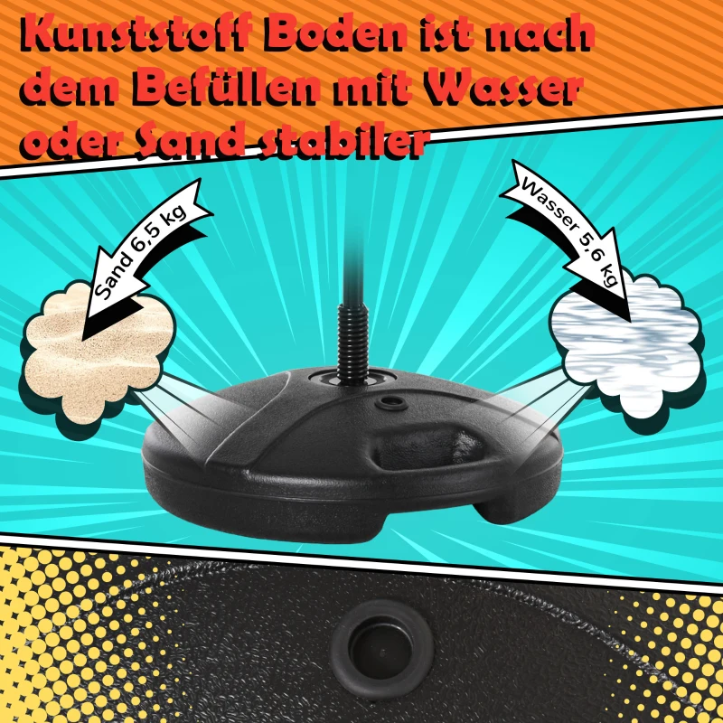 HOMCOM Kinder Boxstand, Boxsack,Punchingball Set mit Boxhandschuhe, Boxset für Kinder, höhenverstellbar Reaktionstraining, Schwarz+Rot, 38 x 38 x 78-120 cm