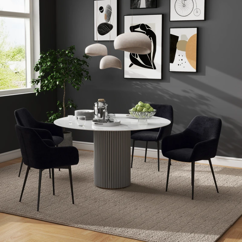 HOMCOM Set 2 Sedie per Sala da Pranzo Moderne con Braccioli, Seduta Imbottita e Gambe in Acciaio, 54x57x80cm, Nero