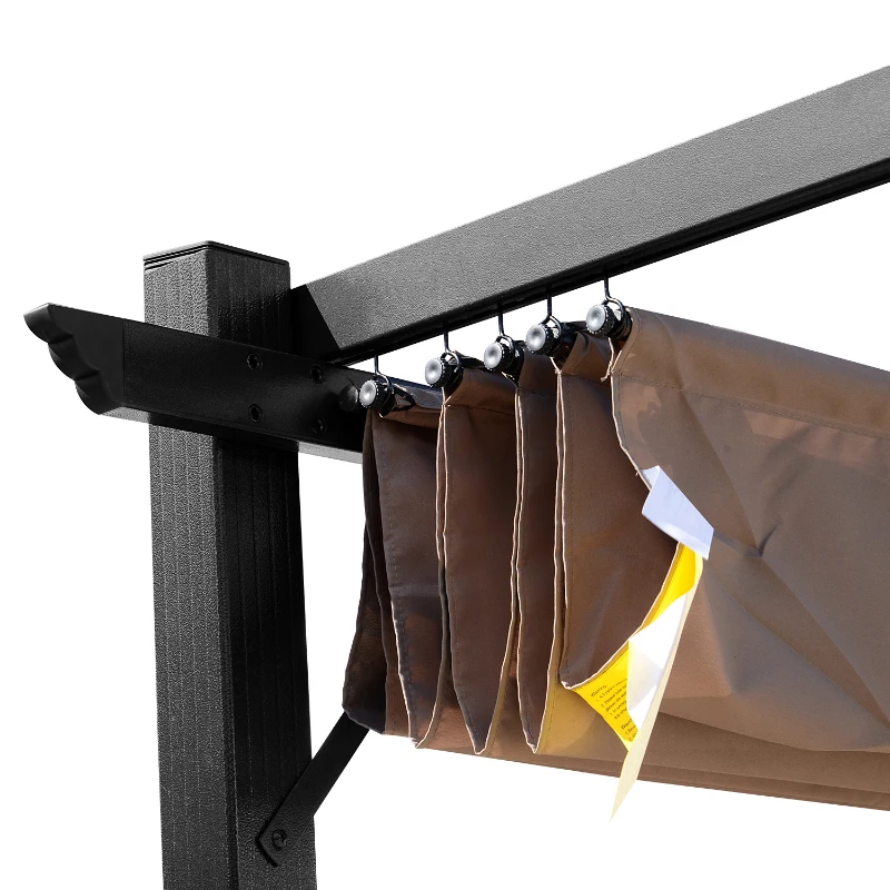 Outsunny Gazebo Pergola da Giardino 3x4m con Telo in Poliestere e Struttura in Alluminio, Grigio e Marrone