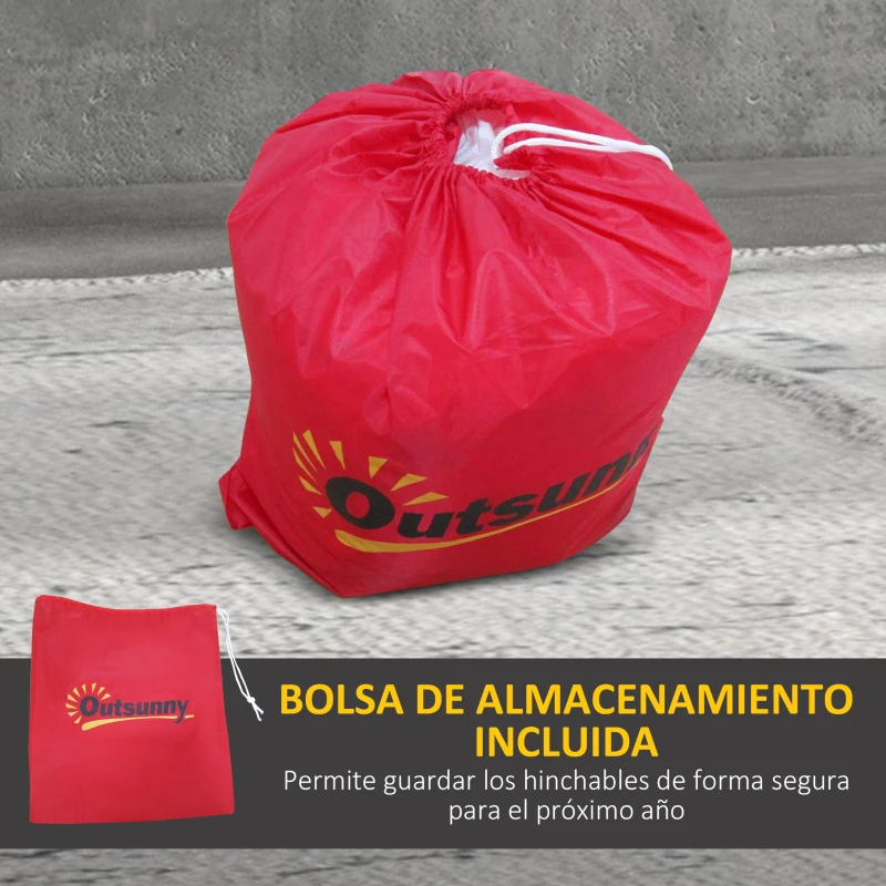 Outsunny Papá Noel Inflable con Bolsa de Regalos Saliendo de una Chimenea Luces LED para Exterior Rojo