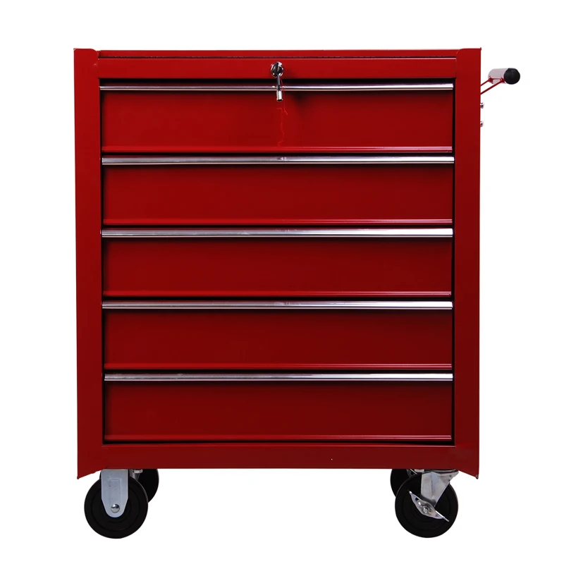 Homcom Caisse à Outils avec Chariot en Acier Rouge 68 x 39 x 71 cm