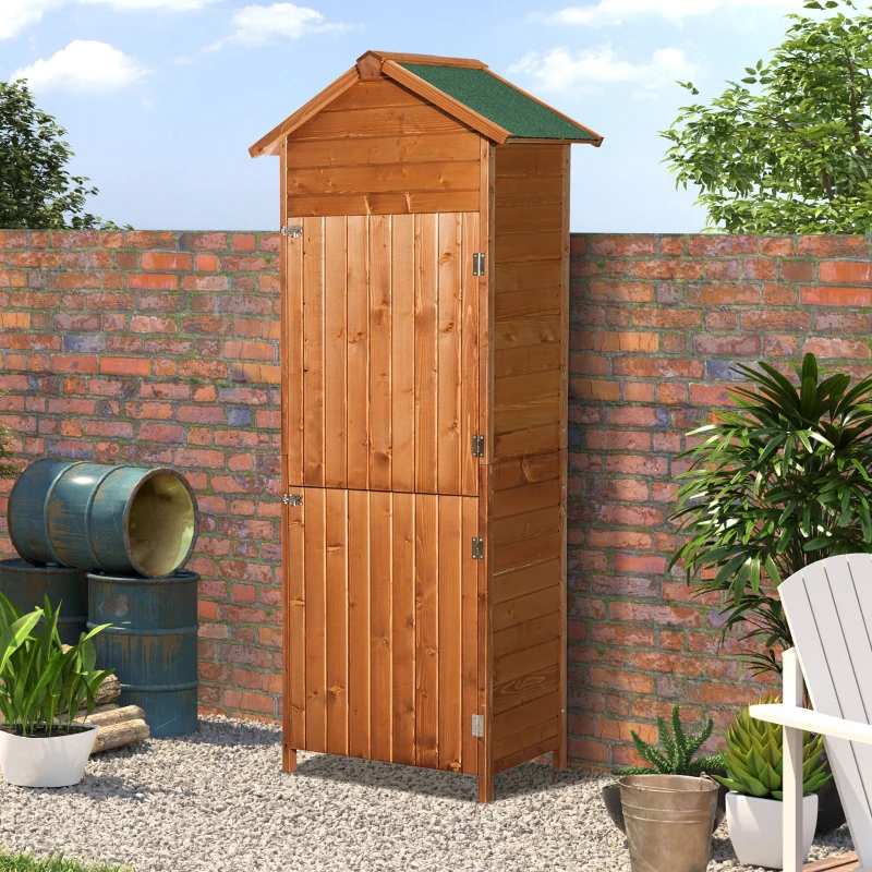 Outsunny Caseta Herramientas 190x79x49 cm Cobertizo Madera Maciza Gabinete Jardín Terraza
