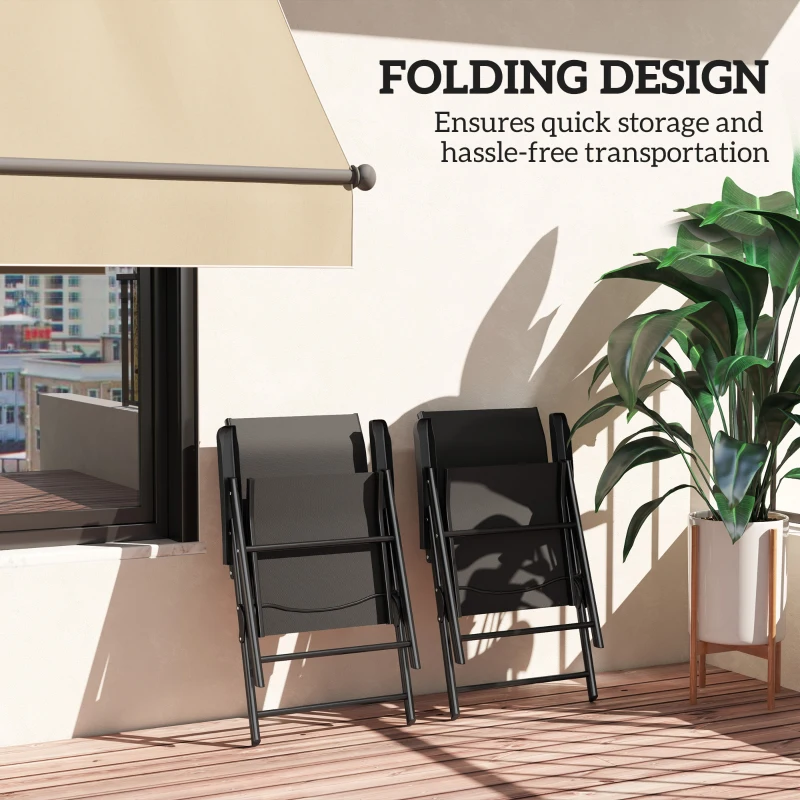 Outsunny Set of Two Folding Outdoor Chairs - Black