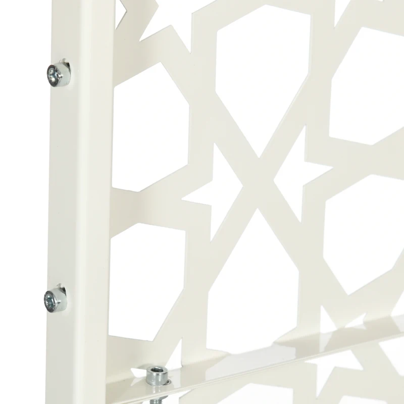 Outsunny Biombo Separador de Ambientes con Diseño de Copo de Nieve Biombo para Exterior Jardín Patio Terraza 92x45x198 cm Blanco