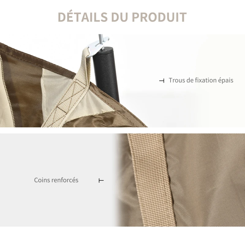 Outsunny Tente tarp de camping bâche 4 x 3 m protection solaire avec 2 mâts et sac de transport multifonction kaki
