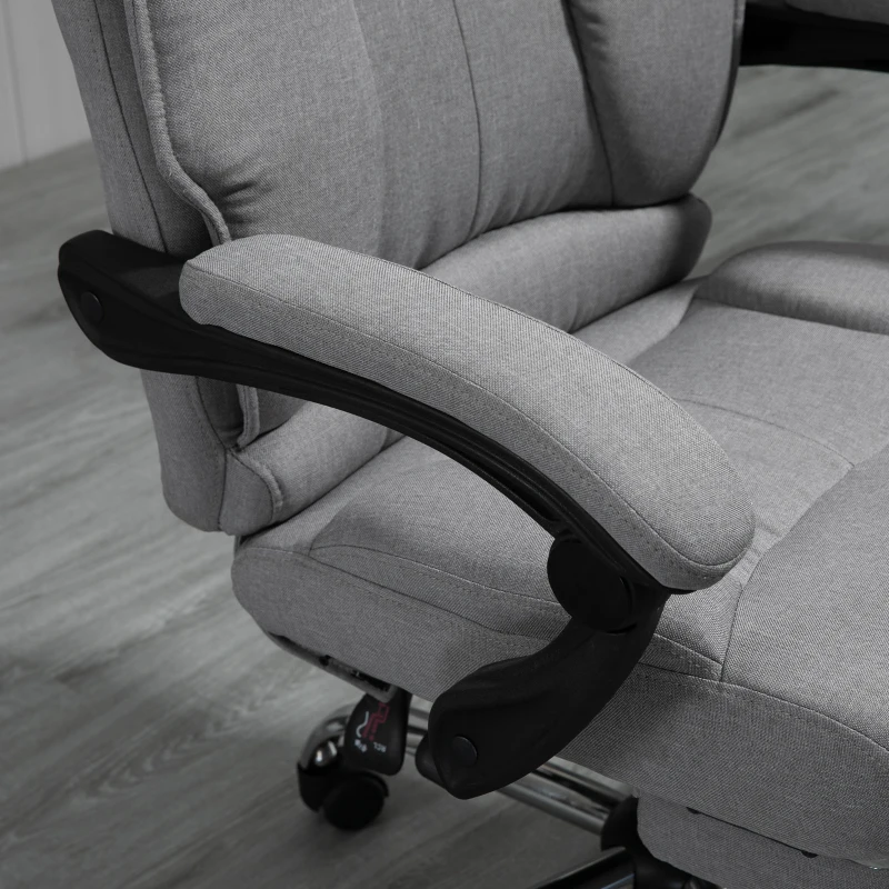 Vinsetto Sedia da Ufficio Ergonomica Girevole, Sedia da Scrivania con Rotelle, Poggiapiedi Retrattile e Reclinabile 135°, Altezza Regolabile, Grigio