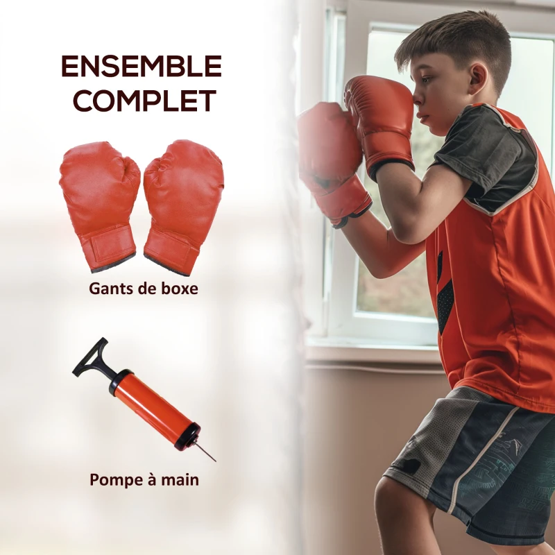 SPORTNOW Sac de frappe vitesse autoportant punching ball hauteur réglable 70-105 cm avec gants et pompe à main
