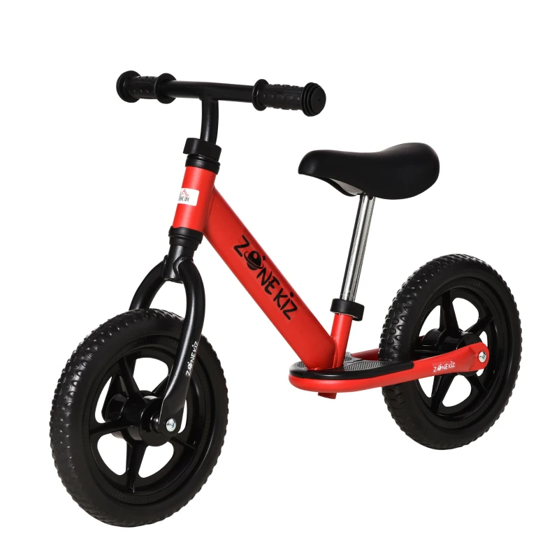 HOMCOM Bicicleta sin Pedales para Niños de +2 Años con Sillín Ajustable de 31-41 cm y Manillar Regulable Bicicleta de Equilibrio Infantil con Ruedas de 12" 89x37x55-60 cm Rojo
