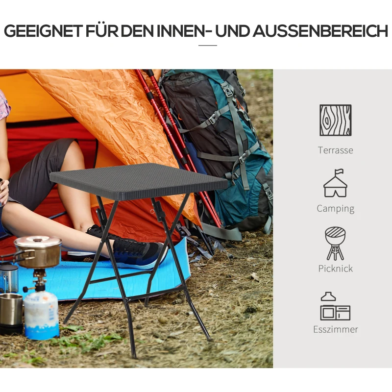 Outsunny Klapptisch in Rattanoptik, Dunkelbraun, 60 x 60 cm