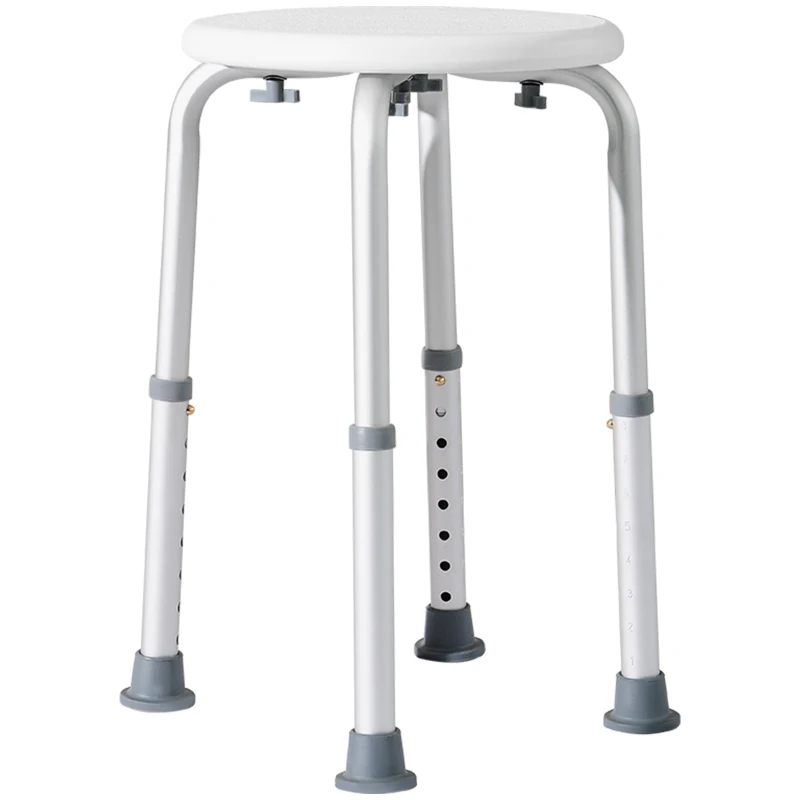HOMCOM Shower Chair, Height Adjustable Aluminium Shower Stool with Non-Slip Feet for Disabled, Elderly, White
