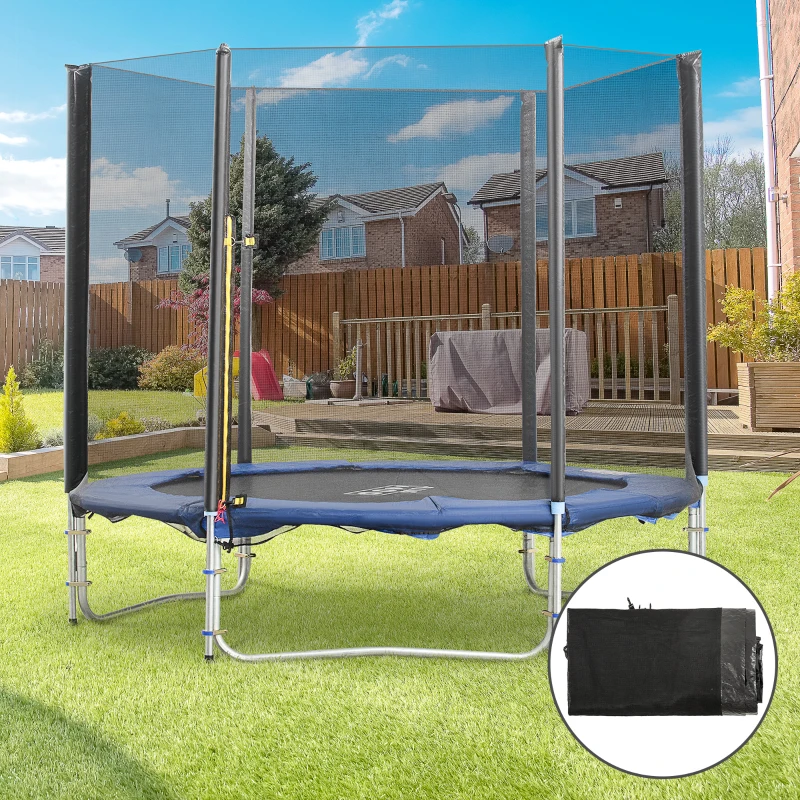 HOMCOM Red de Seguridad de Reemplazo para Trampolín Ø244 cm con Puerta con Cremallera para 6 Postes Rectos Ø244x180 cm Negro