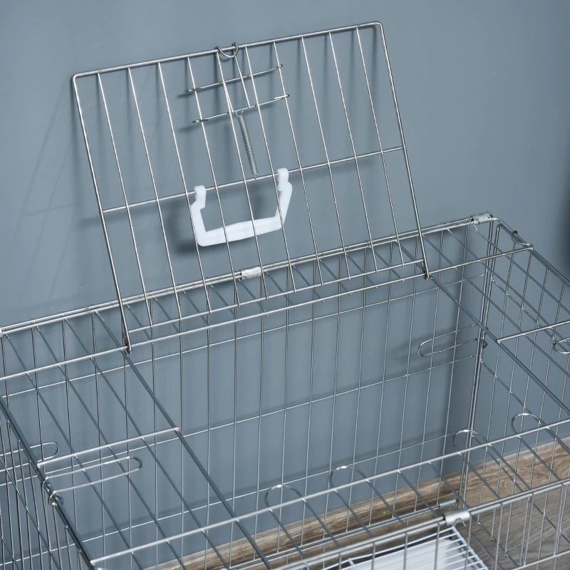 PawHut Jaula Plegable para Perros Jaula Metálica para Perros con Bandeja Extraíble y 2 Puertas 61x43x50 cm Blanco