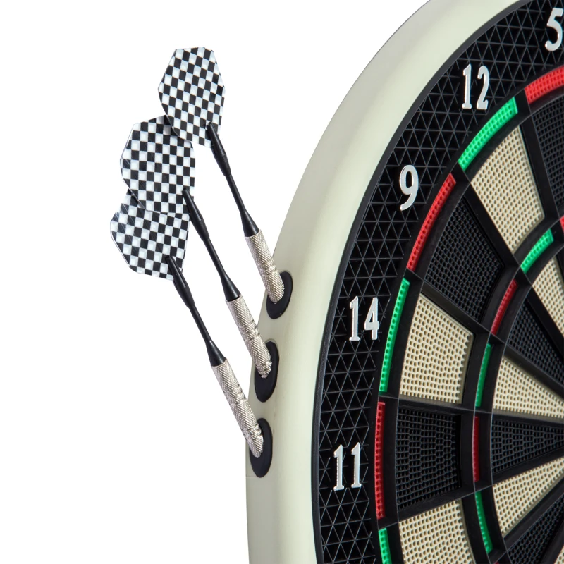HOMCOM Elektronische Dartscheibe Dartboard mit Sprachansagen LED-Anzeigen 6 Darts 24 Dartköpfe 18 Spiele 159 Varianten Dartautomat Dartscheibe Set für bis zu 8 Spieler