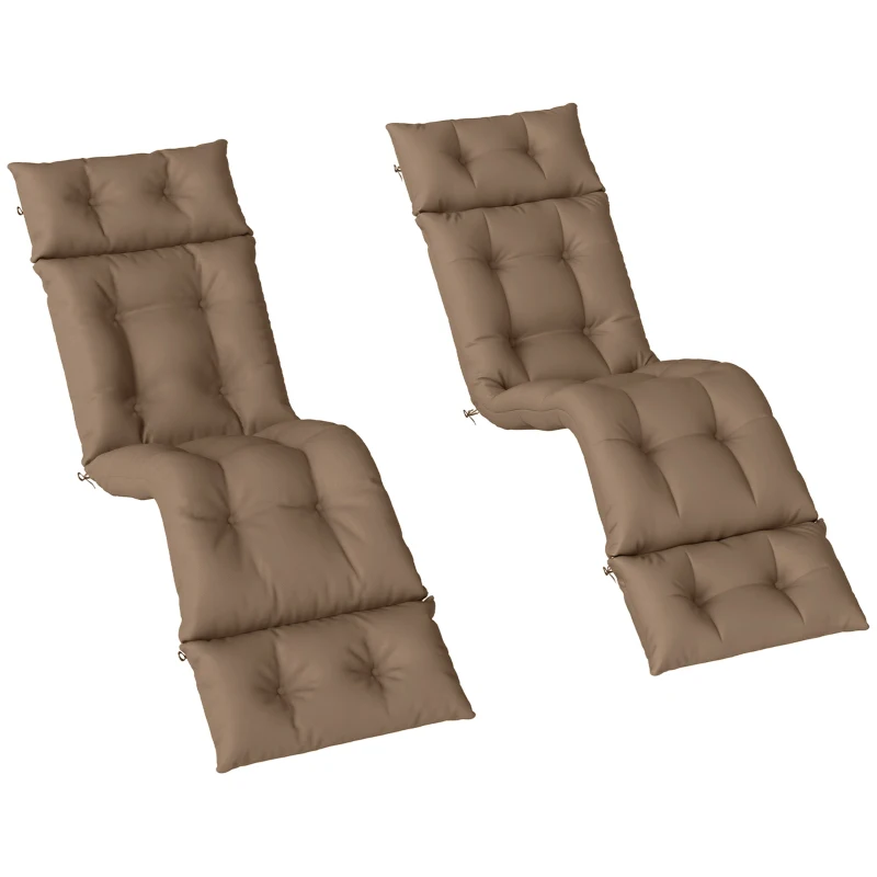 Outsunny Set of Two 190 x 56cm Sun Lounger Cushions - Khaki