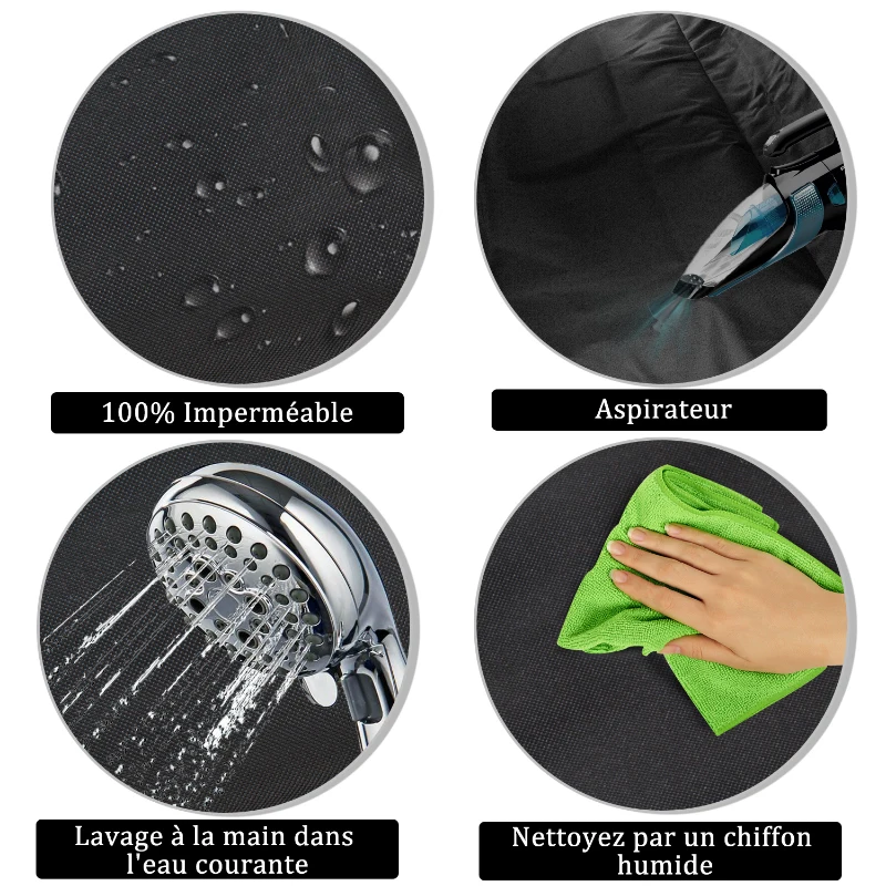 PawHut Housse de sièges arrières de voiture couverture tapis de protection imperméable chien chat 1,47 x 1,37 m tissu 600D oxford haute densité noir