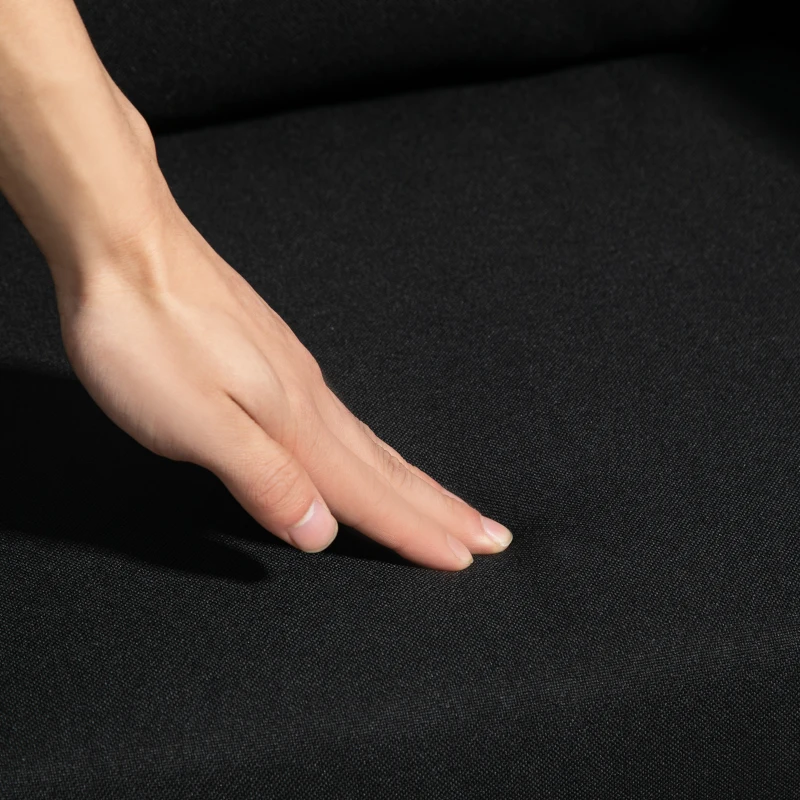 HOMCOM Drehstuhl, höhenverstellbarer Bürostuhl, leinenartiges Polyester, Metall, 60 x 60 x 79-91 cm, Schwarz(m-9)