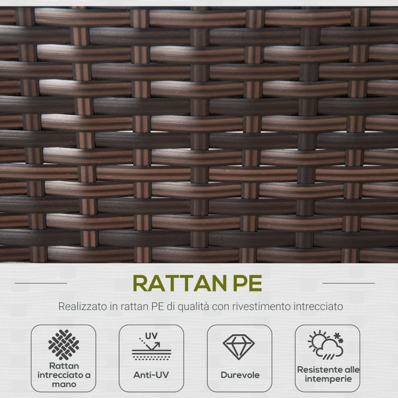 Outsunny Mobili da Giardino in Rattan e Alluminio Set 8 Pezzi, Salotto da Giardino Componibile con Divani e Tavolino da Esterno