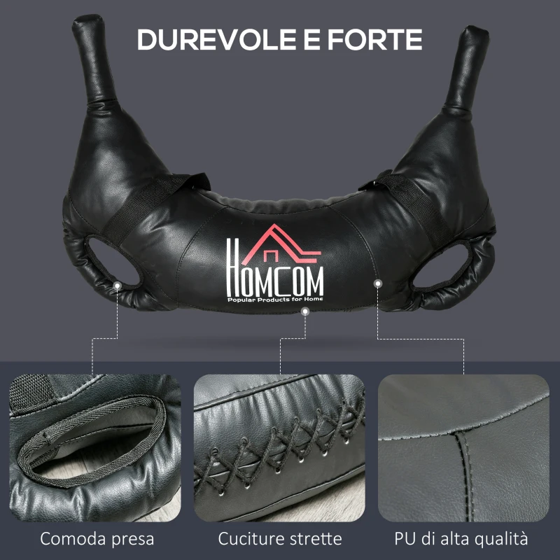 HOMCOM Sacca Bulgara da 20kg per Allenamento Fitness in Casa, Ufficio e Palestra, 72x50x18 cm, Nero