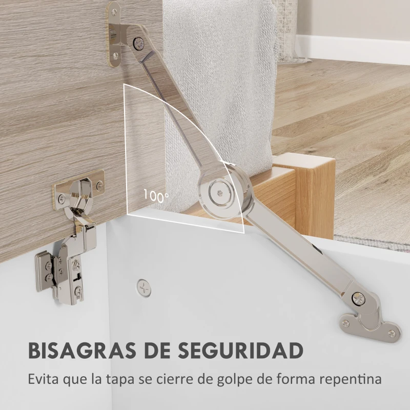 HOMCOM Arcón de Almacenamiento con Tapa Carga Máx. 120 kg para Dormitorio Salón 100x40x40 cm Natural y Blanco