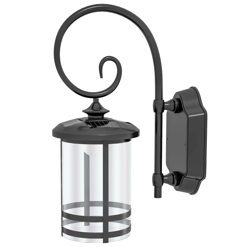 Outsunny Lampada da Esterno con Pannello Solare, Impermeabile IP44 e Accensione Automatica, Nero