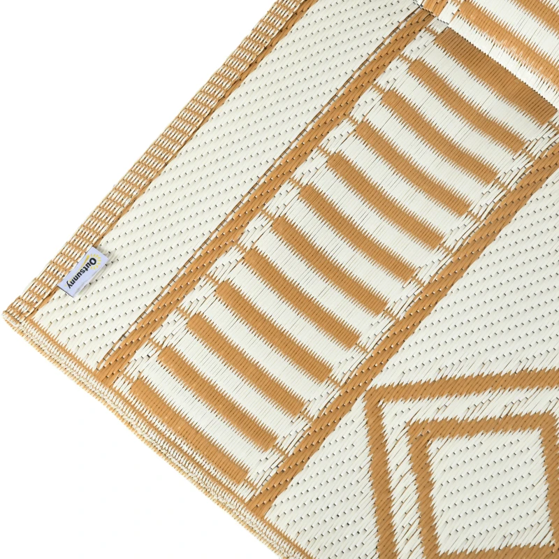 Outsunny Tapis d'extérieur réversible imperméable motifs géométriques pour jardin, terrasse, balcon - dim. 121L x 182l