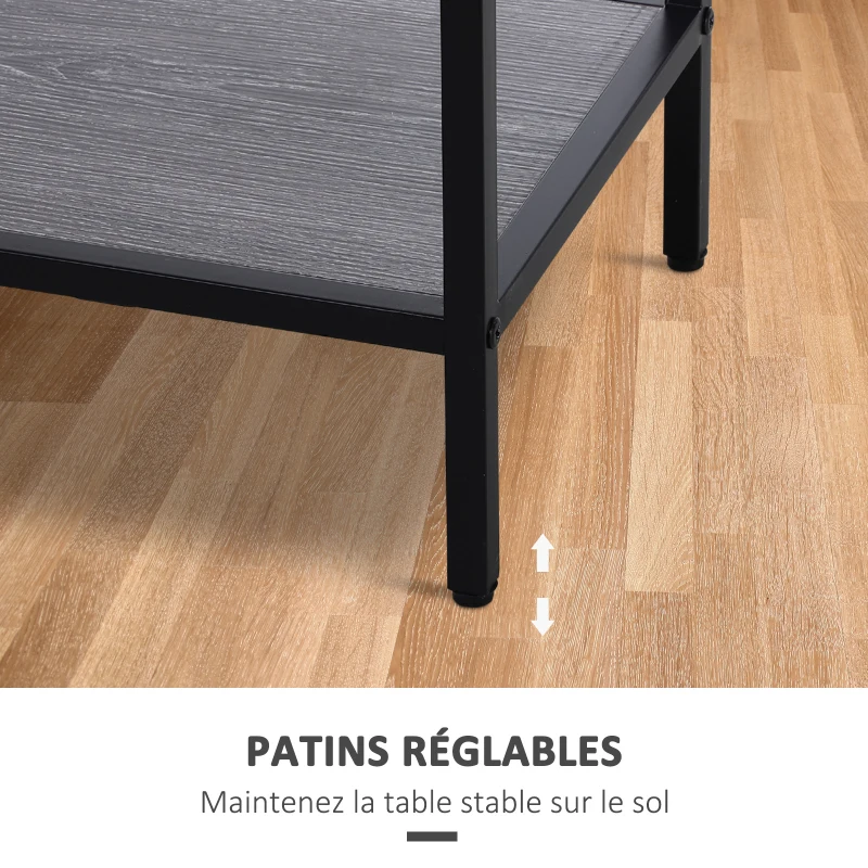 HOMCOM Table console table d'entrée design industriel dim. 120L x 30l x 81H cm 2 tiroirs étagère acier noir panneaux particules bois gris