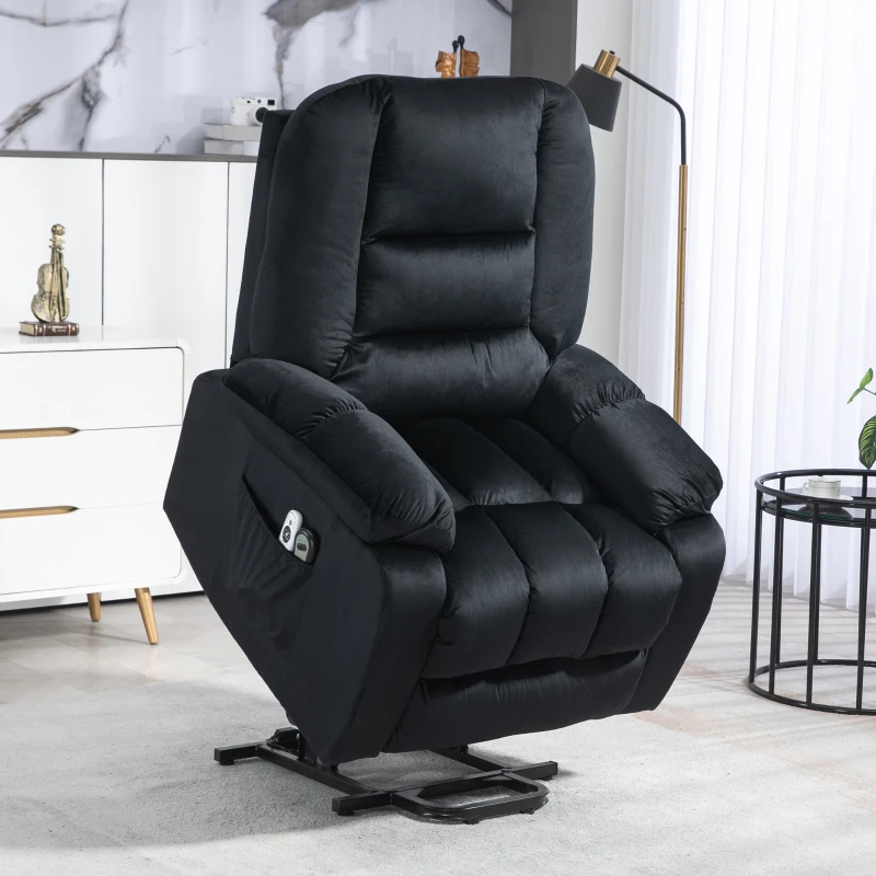 HOMCOM Fauteuil releveur électrique fauteuil de relaxation inclinable 8 points de massage vibrants 85 x 94 x 107 cm noir(m-2)