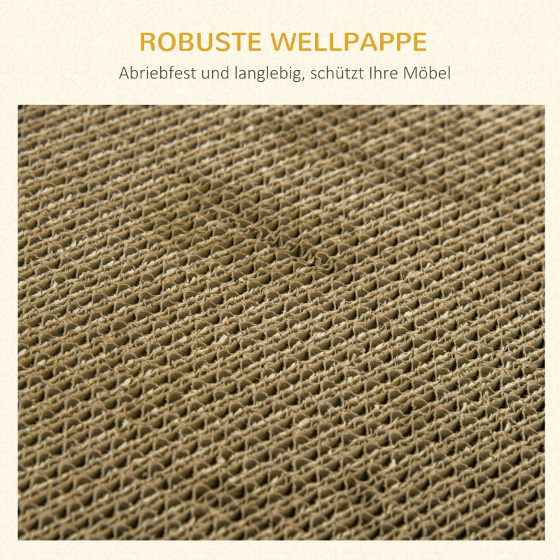 PawHut Kratzbrett für Katzen Wellpappe Kratzmöbel Kratzsofa mit Matte Kratzspielzeug Katzen Lounge Kratzpad Katzenspielzeug Weiß+Braun 60 x 29 x 26,5 cm