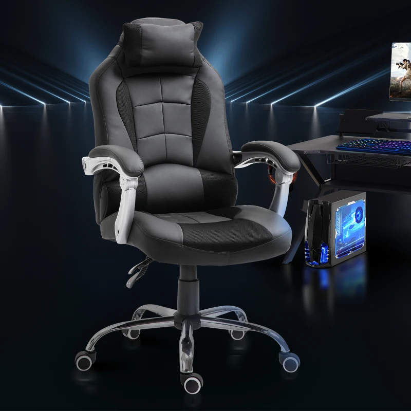 HOMCOM Fauteuil chaise de bureau manager grand confort hauteur/inclinaison dossier réglable noir