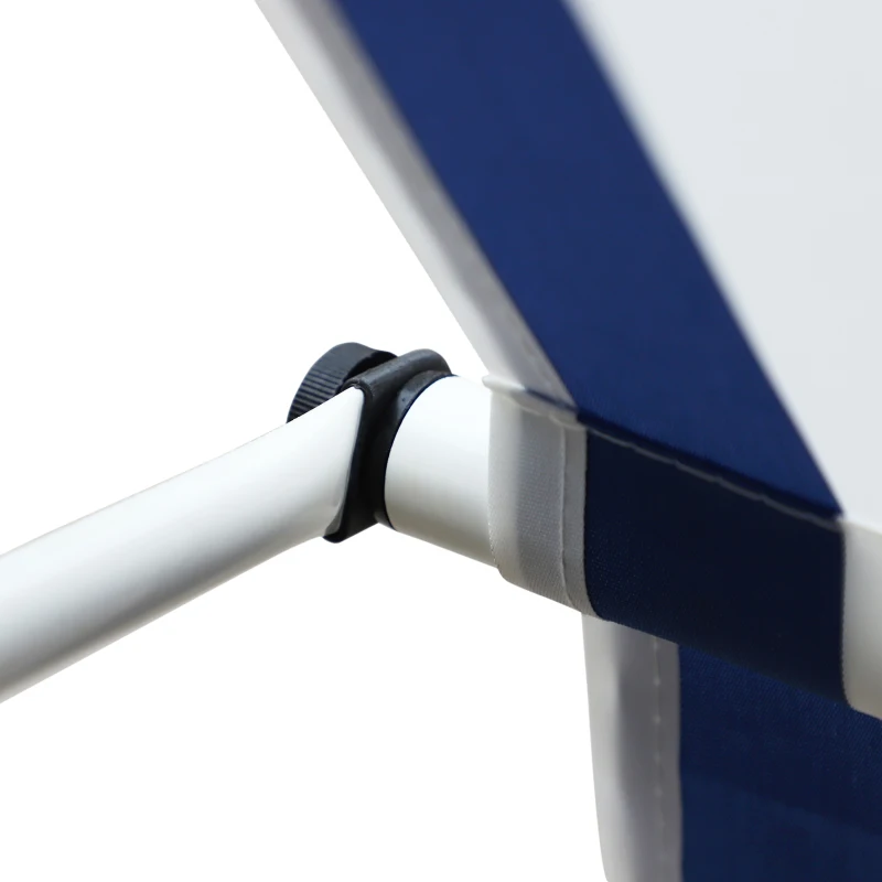 Outsunny Toldo Manual Retráctil para Exterior 197x250x200/300cm Toldo Enrollable con Altura Ajustable y Manivela Color Azul y Blanco