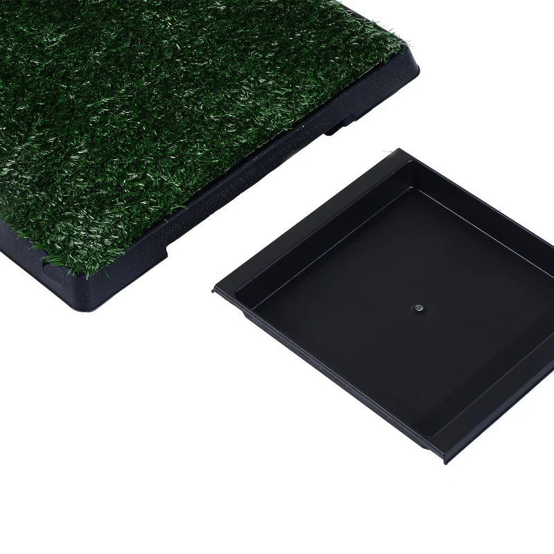 PawHut Inodoro para Perros con Césped Artificial y Bandeja Extraíble Orinal para Entrenamiento de Cachorros 51x63x6 cm Verde