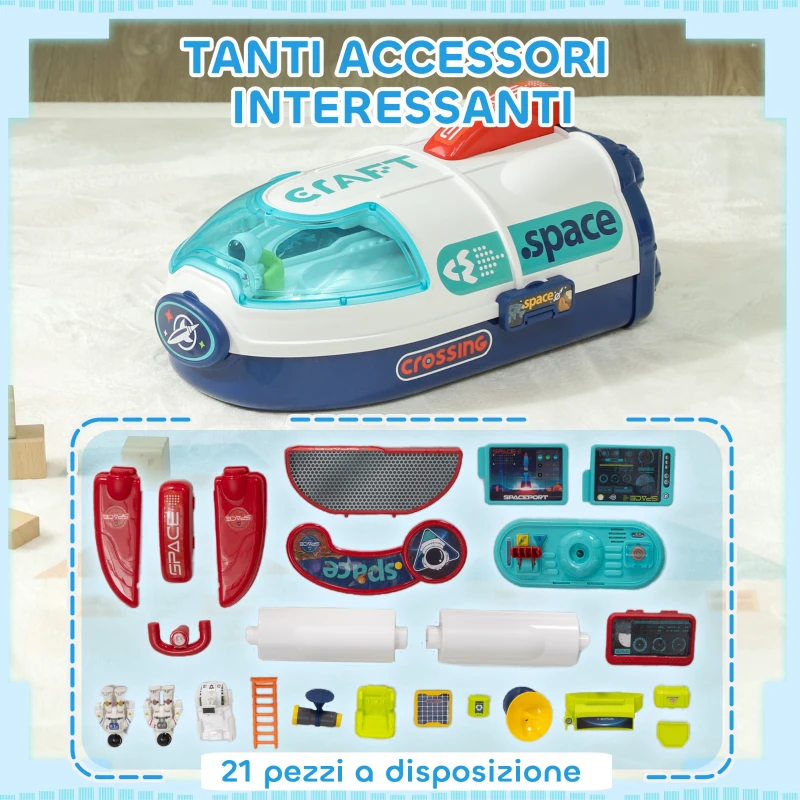 AIYAPLAY Banco da Lavoro Giocattolo da 21 Pezzi a tema Spaziale con Suoni e Luci, in PP e GPPS, 45.5x24x52.5 cm