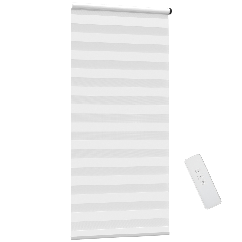 HOMCOM Fensterrollo mit Fernbedienung, USB-Schnittstelle, aufladbarer Akku, 90 cm x 180 cm x 7 cm, Weiß