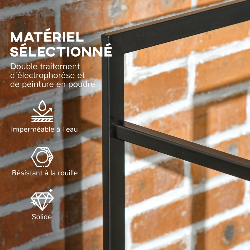 Outsunny Porte bûches range bûches vertical en métal intérieur extérieur 50 x 30 x 100 cm noir