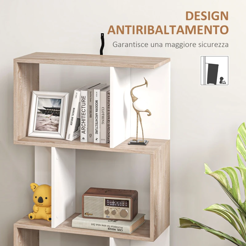 HOMCOM Libreria di Design Scaffale Ufficio Legno Moderna 3 Ripiani 60 × 24 × 111.4cm
