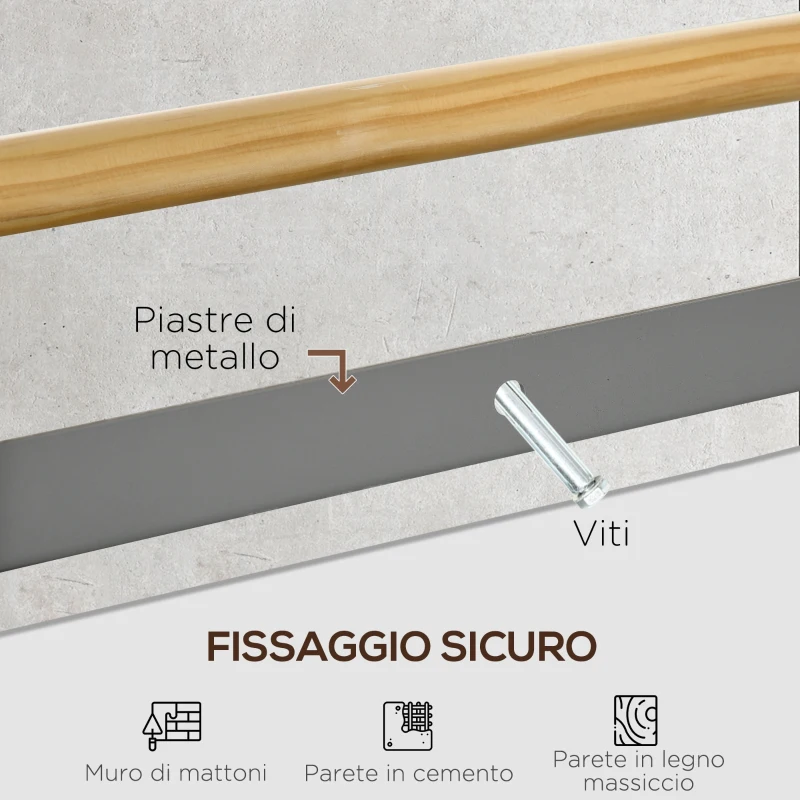 HOMCOM Spalliera Svedese da Palestra in Legno di Faggio con 13 Barre, 78x27x240cm