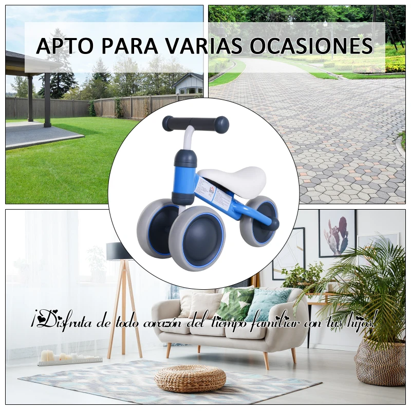 HOMCOM Correpasillos Compacto sin Pedales con Sillón Cómodo Estructura de Aluminio Soporta hasta 20kg 47x19x35cm Azul