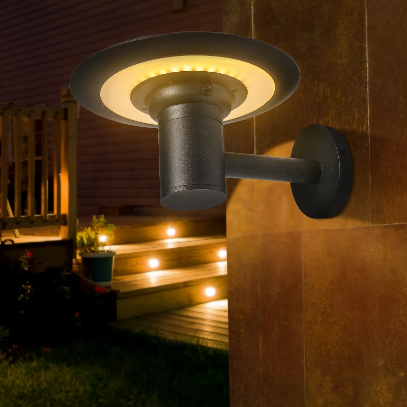 Outsunny Gartenlicht Gartenbeleuchtung Outdoor-Beleuchtung, wetterbeständig,  25 cm x 23,5 cm x 22 cm, Schwarz