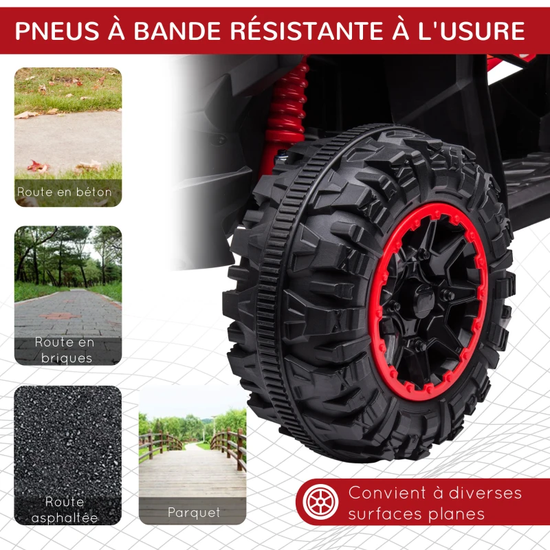 HOMCOM Quad électrique enfant de 3 à 5 ans 12 V 2 moteurs 2 vitesses 3-6 km/h phares LED klaxon rouge(m-5)