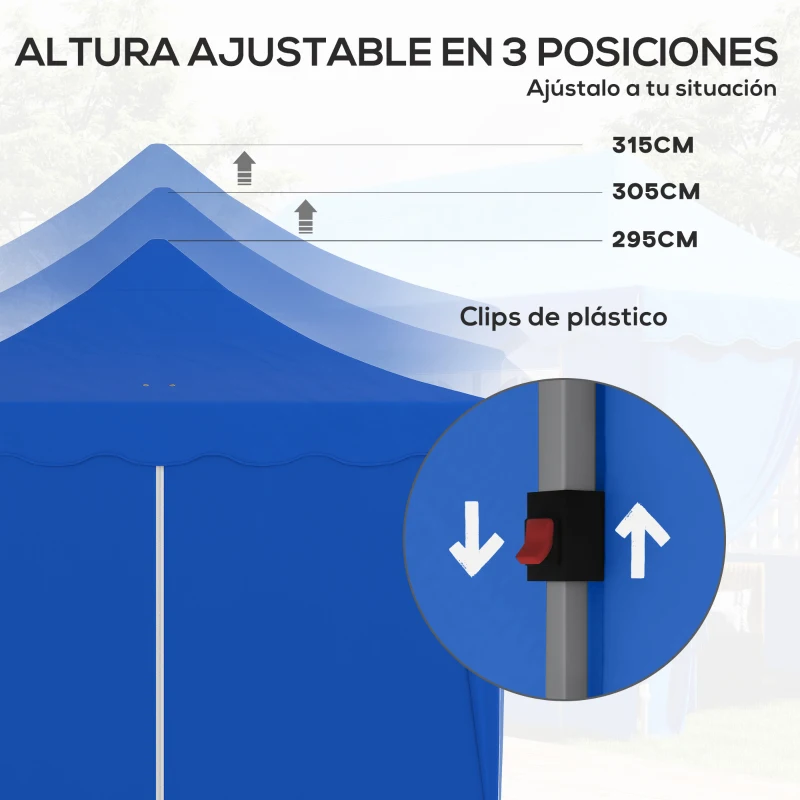 Outsunny Carpa Plegable Pop-up 6x3 m con 6 Paredes Laterales Anti-UV Altura Ajustable Bolsa de Arena y Bolsa de Transporte Azul