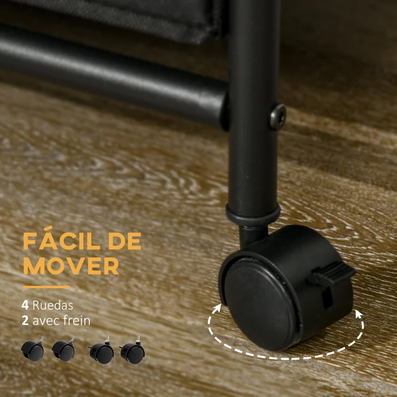 HOMCOM Perchero para Ropa con Ruedas 6 Cajones de Tela Barra para Colgar para Pasillo Dormitorio 63,5x40x172,5cm Marrón Rústico