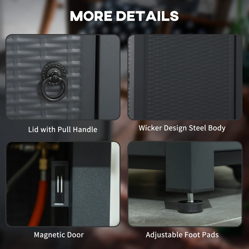 Outsunny 71 x 71cm 40000 BTU Gas Firepit Table - Black/Dark Grey