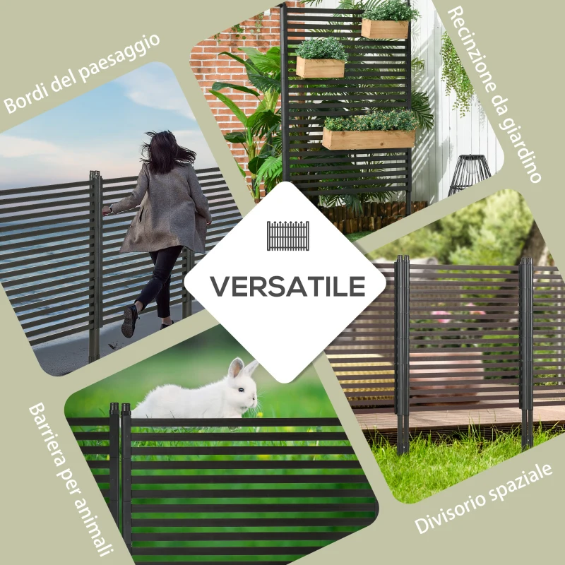 Outsunny Recinzione Divisorio da Giardino Modulabile Autoportante in Acciaio, 93x22x150 cm, Marrone