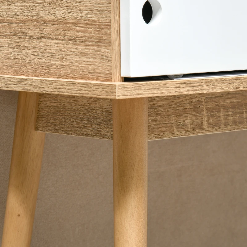 HOMCOM Mueble Recibidor Mesa de Consola con Doble Puerta Corredera Mesa Auxiliar Moderna para Entrada Pasillo Salón 100x35x75 cm Madera Natural